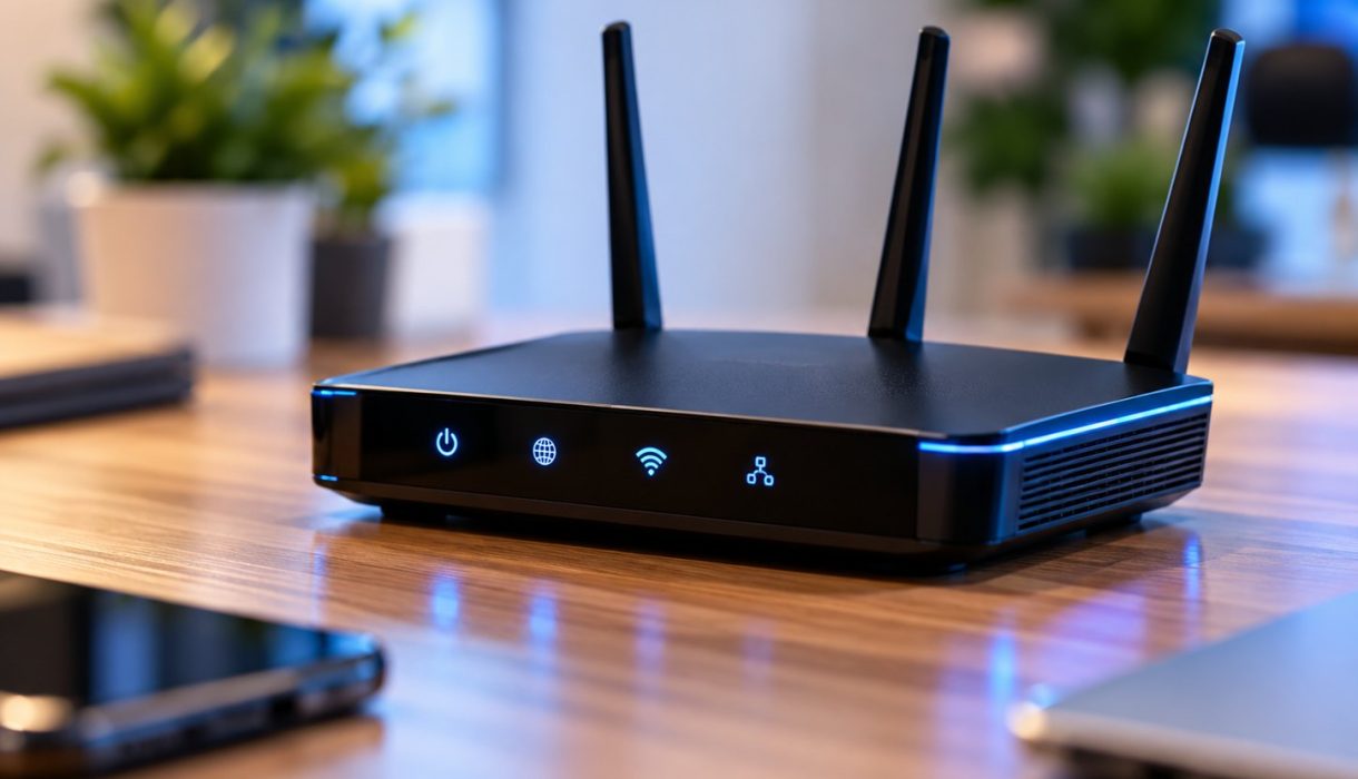 Wi-Fi router on a desk